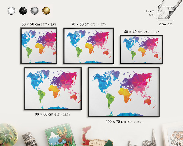 Tabule na magnety v rámech černé barvy Barevná mapa