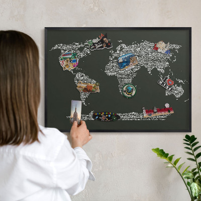 Ozdobné tabule na magnety v černém rámu Textová mapa