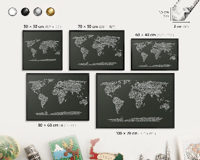 Ozdobné tabule na magnety v černém rámu Textová mapa