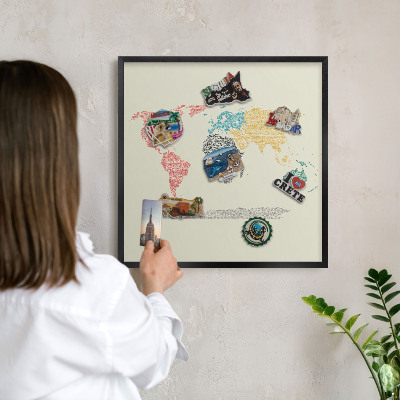 Tabule na magnety v rámech černé barvy Mapa světa