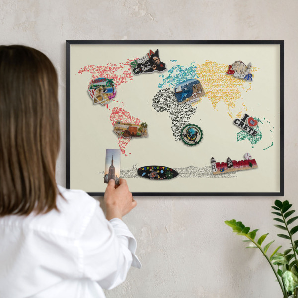 Tabule na magnety v rámech černé barvy Mapa světa