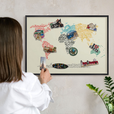 Tabule na magnety v rámech černé barvy Mapa světa