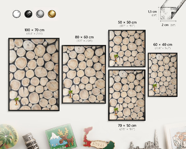 Ozdobné tabule na magnety v černém rámu Dřevěná textura