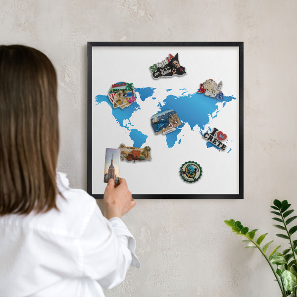 Tabule na magnety v rámech černé barvy Mapa světa