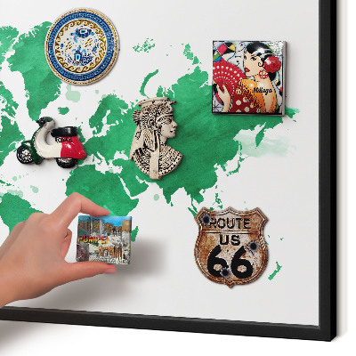 Ozdobné tabule na magnety v černém rámu Zelená mapa