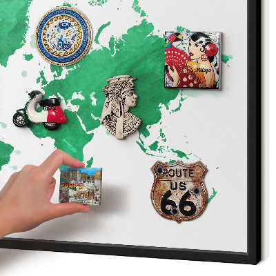 Ozdobné tabule na magnety v černém rámu Zelená mapa