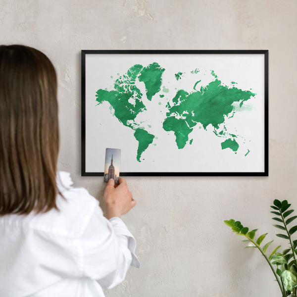 Ozdobné tabule na magnety v černém rámu Zelená mapa