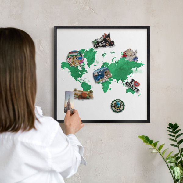 Ozdobné tabule na magnety v černém rámu Zelená mapa