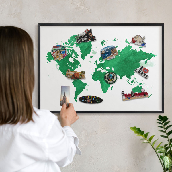 Ozdobné tabule na magnety v černém rámu Zelená mapa