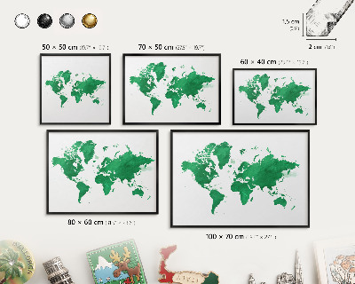 Ozdobné tabule na magnety v černém rámu Zelená mapa