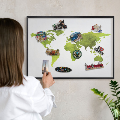 Tabule na magnety v rámech černé barvy Zelená mapa