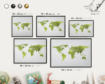 Tabule na magnety v rámech černé barvy Zelená mapa