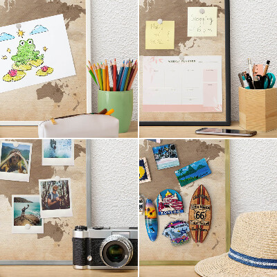 Ozdobné tabule na magnety v černém rámu Mapa světa