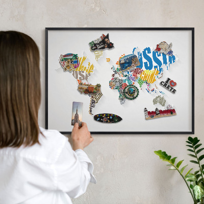 Ozdobné tabule na magnety v černém rámu Barevná mapa