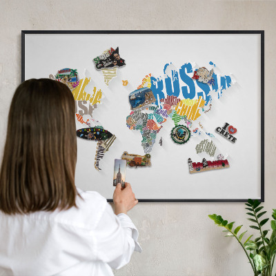 Ozdobné tabule na magnety v černém rámu Barevná mapa