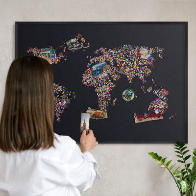 Tabule na magnety v rámech černé barvy Barevná mapa