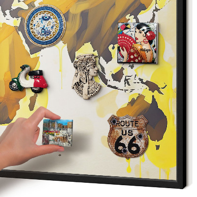 Ozdobné tabule na magnety v černém rámu Mapa světa