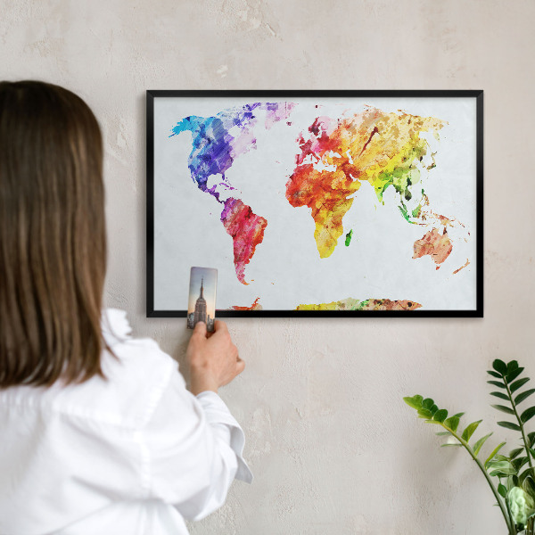 Ozdobné tabule na magnety v černém rámu Barevná mapa