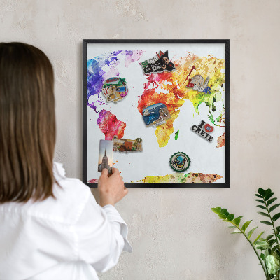 Ozdobné tabule na magnety v černém rámu Barevná mapa