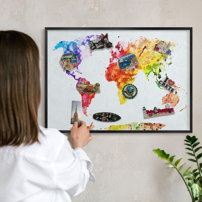Ozdobné tabule na magnety v černém rámu Barevná mapa