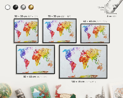 Ozdobné tabule na magnety v černém rámu Barevná mapa
