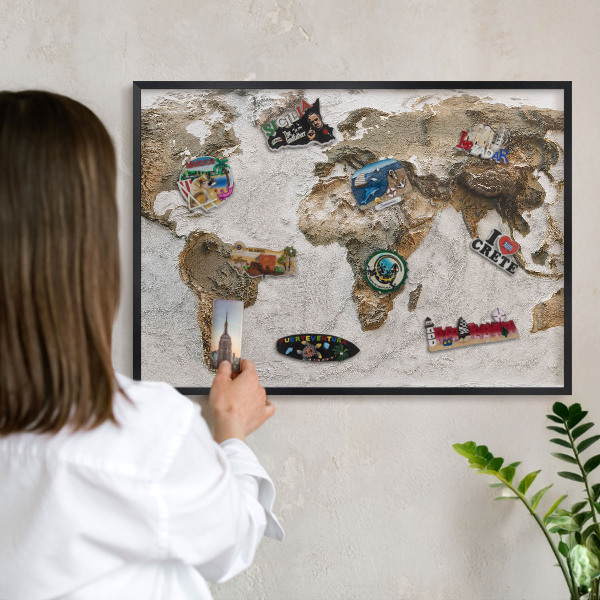 Ozdobné tabule na magnety v černém rámu Reliéfní mapa