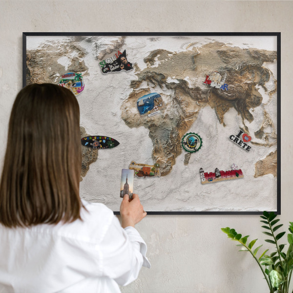 Ozdobné tabule na magnety v černém rámu Reliéfní mapa