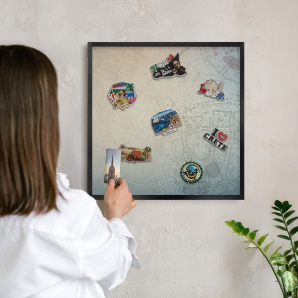 Tabule na magnety v rámech černé barvy Stará mapa