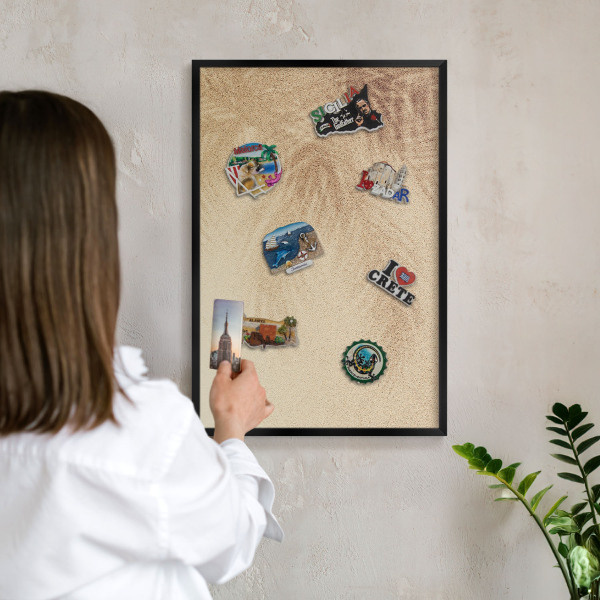 Ozdobné tabule na magnety v černém rámu Pískové listy