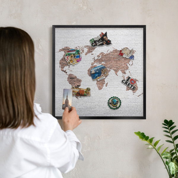Tabule na magnety v rámech černé barvy Mapa cihel