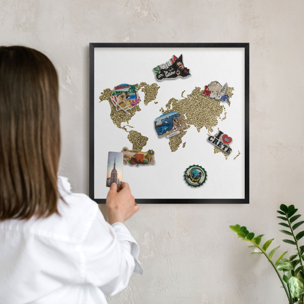 Tabule na magnety v rámech černé barvy Mapa světa