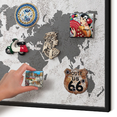 Ozdobné tabule na magnety v černém rámu Mapa světa