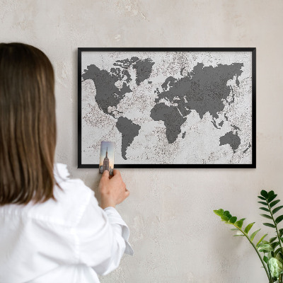 Ozdobné tabule na magnety v černém rámu Mapa světa