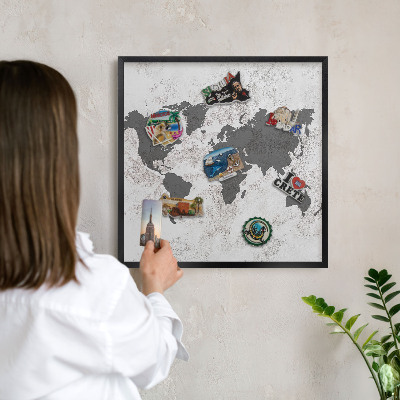 Ozdobné tabule na magnety v černém rámu Mapa světa