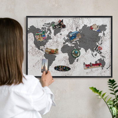 Ozdobné tabule na magnety v černém rámu Mapa světa