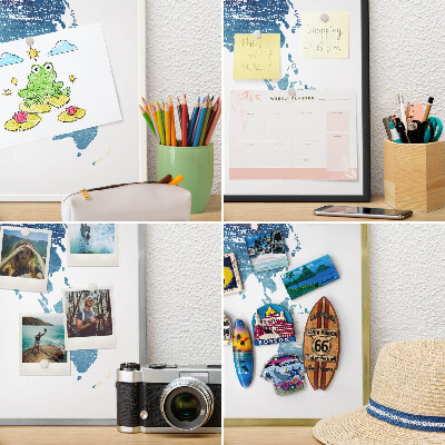 Ozdobné tabule na magnety v černém rámu Akvarelová mapa
