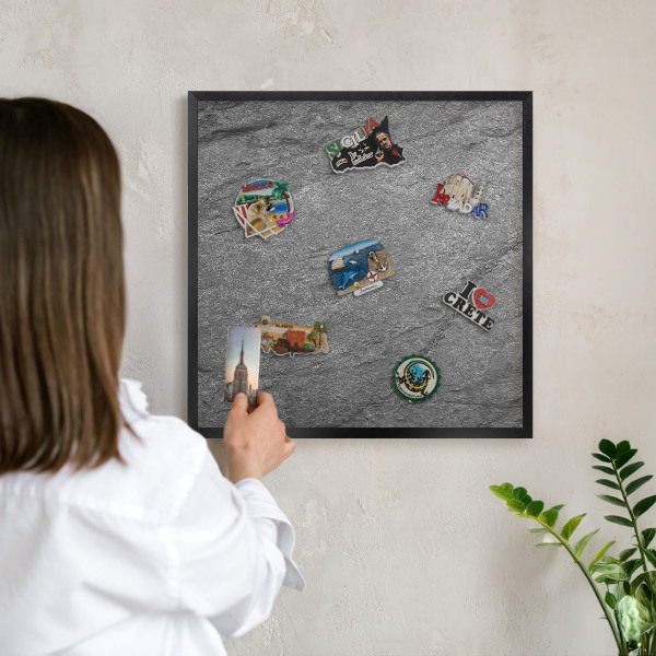 Ozdobné tabule na magnety v černém rámu Šedý kámen