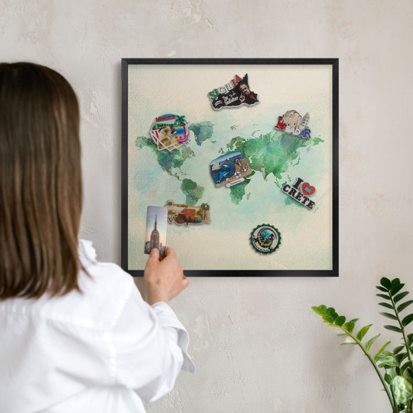 Tabule na magnety v rámech černé barvy Mapa světa