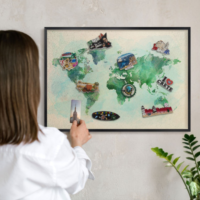 Tabule na magnety v rámech černé barvy Mapa světa