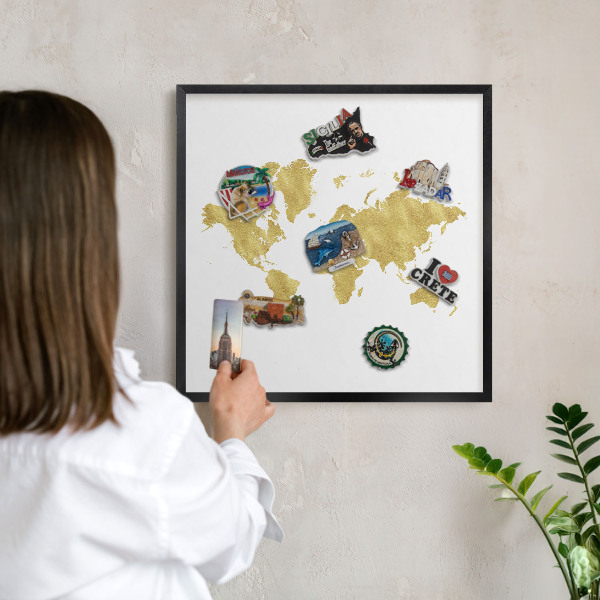 Tabule na magnety v rámech černé barvy Mapa světa