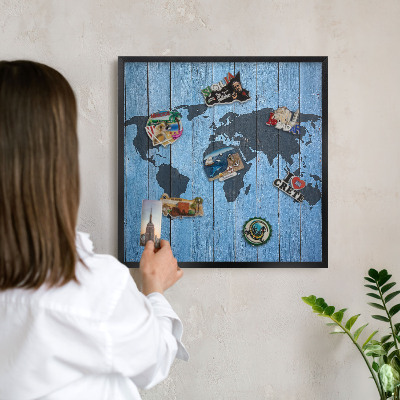 Ozdobné tabule na magnety v černém rámu Mapa světa