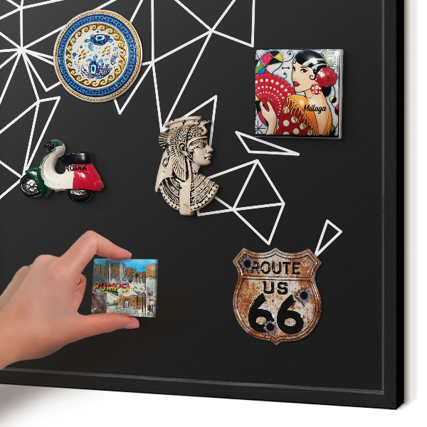 Ozdobné tabule na magnety v černém rámu Mapa světa
