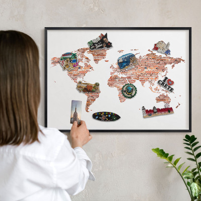 Tabule na magnety v rámech černé barvy Mapa cihel