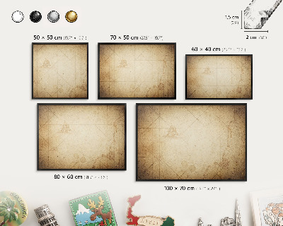 Ozdobné tabule na magnety v černém rámu Starověká mapa