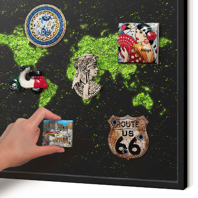 Ozdobné tabule na magnety v černém rámu Zelená mapa