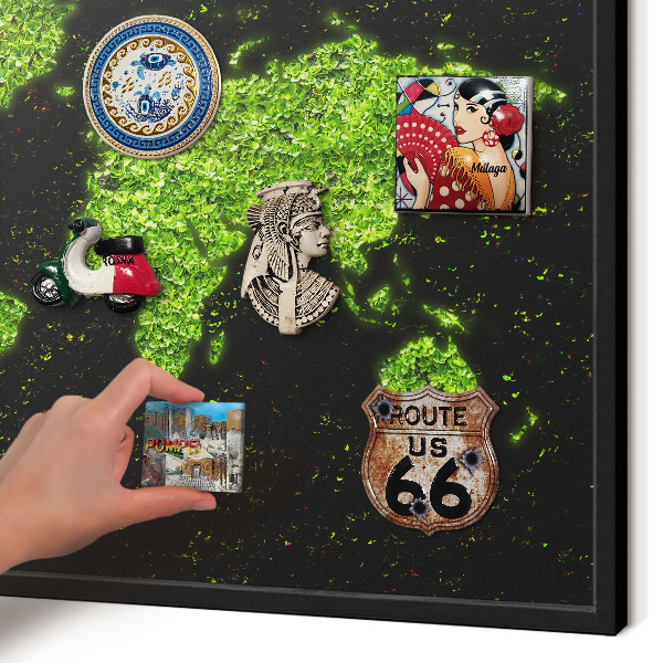 Ozdobné tabule na magnety v černém rámu Zelená mapa