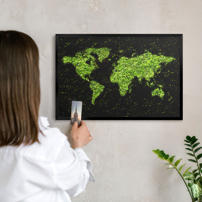 Ozdobné tabule na magnety v černém rámu Zelená mapa