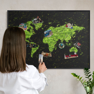 Ozdobné tabule na magnety v černém rámu Zelená mapa