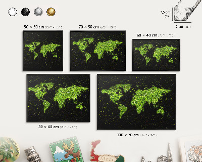 Ozdobné tabule na magnety v černém rámu Zelená mapa