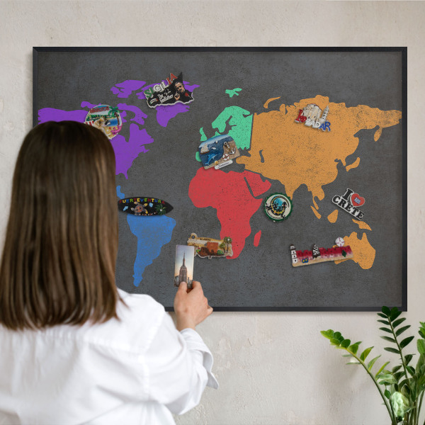 Tabule na magnety v rámech černé barvy Barevná mapa